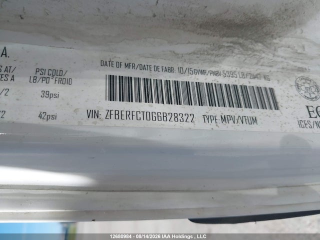 12680984 :رقم المزاد ، ZFBERFCT0G6B28322 vin ، 2016 Ram Promaster City Tradesman مزاد بيع