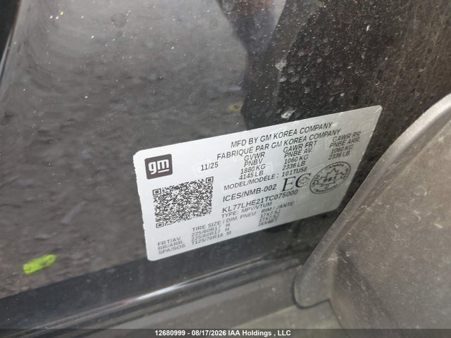 Chevrolet TRAX 1LT 2026 KL77LHE21TC075000 Image 9