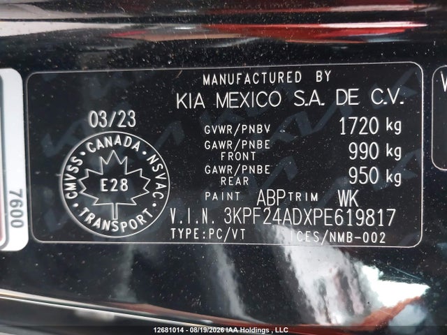 Продажа на аукционе авто 2023 Kia Forte Lx/lxs, vin: 3KPF24ADXPE619817, номер лота: 12681014