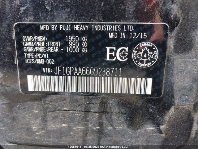 JF1GPAA66G9238711 Subaru Impreza 2.0i/2.0i Limited Package