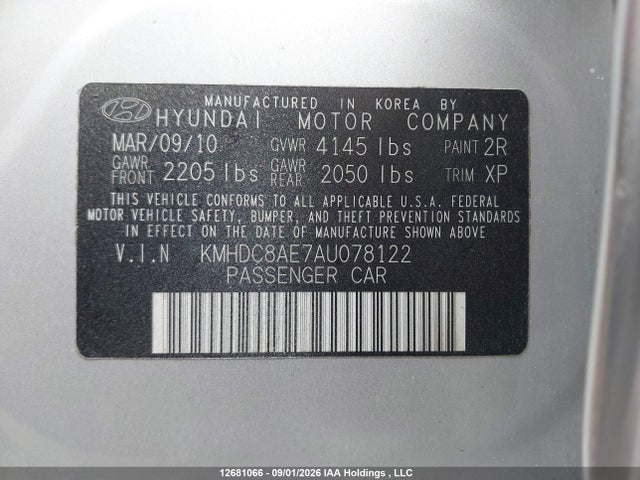 12681066 :رقم المزاد ، KMHDC8AE7AU078122 vin ، 2010 Hyundai Elantra Touring Gls/se مزاد بيع