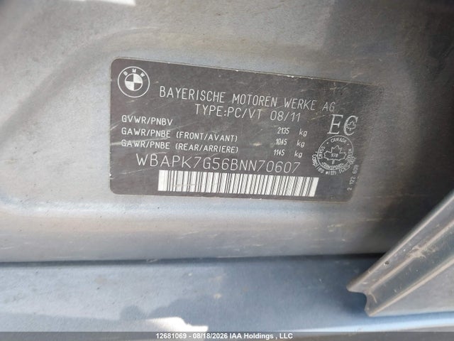 Продажа на аукционе авто 2011 Bmw 328 Xi, vin: WBAPK7G56BNN70607, номер лота: 12681069