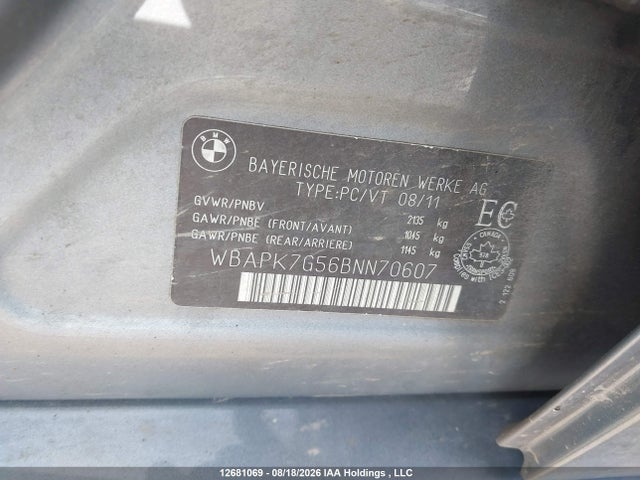 Продажа на аукционе авто 2011 Bmw 328 Xi, vin: WBAPK7G56BNN70607, номер лота: 12681069