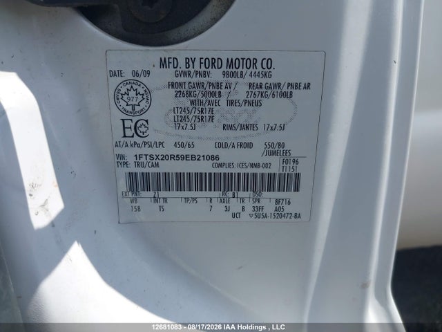 Продажа на аукционе авто 2009 Ford Super Duty F-250 Srw Lariat/xl/xlt, vin: 1FTSX20R59EB21086, номер лота: 12681083