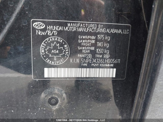 5NPEJ4J26LH005611 Hyundai Sonata Sport