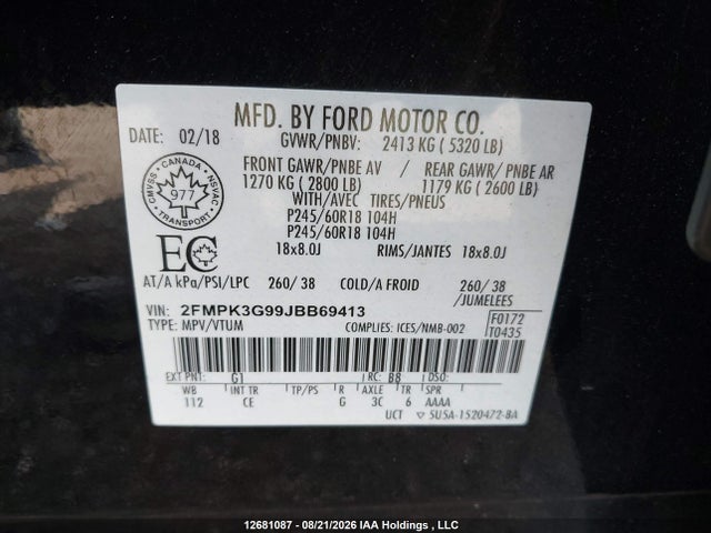 Ford Edge 2018 2FMPK3G99JBB69413 Image 9