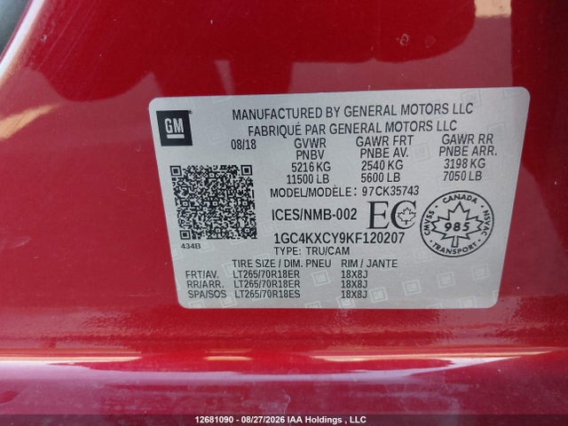 1GC4KXCY9KF120207 Chevrolet Silverado 3500hd Ltz