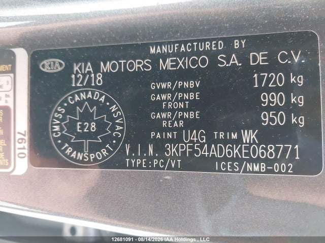 Aukcja sprzedaży 2019 Kia Forte Ex, vin: 3KPF54AD6KE068771, numer aukcji: 12681091