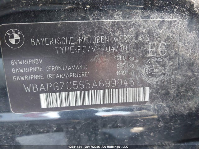 Продаж на аукціоні авто 2011 Bmw 323i, vin: WBAPG7C56BA699946, номер лоту: 12681124