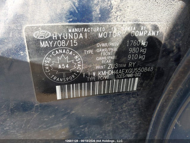 Продажа на аукционе авто 2016 Hyundai Elantra Sport Appearance, vin: KMHDH4AEXGU550848, номер лота: 12681128