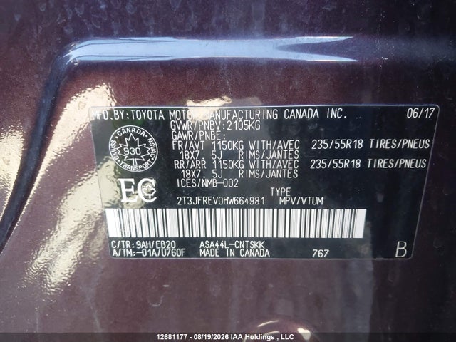 Toyota RAV4 SE 2017 2T3JFREV0HW664981 Image 9