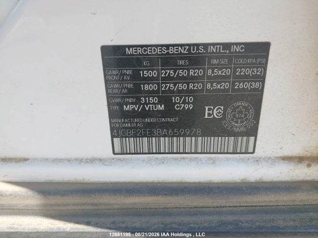 Aukcja sprzedaży 2011 Mercedes-benz Gl 350 Bluetec, vin: 4JGBF2FE3BA659978, numer aukcji: 12681195