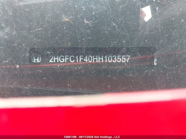 12681198 :رقم المزاد ، 2HGFC1F40HH103557 vin ، 2017 Honda Civic Ex-t مزاد بيع