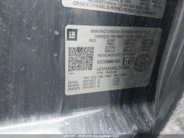 1GTP9AEK5LZ345805 GMC SIERRA 1500