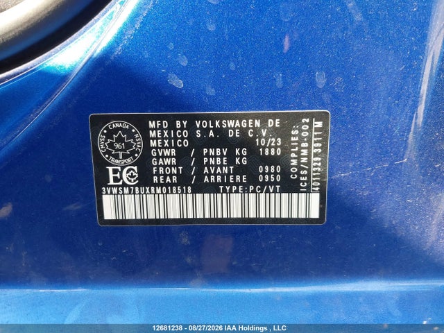 3VWSM7BUXRM018518 Volkswagen Jetta Comfortline
