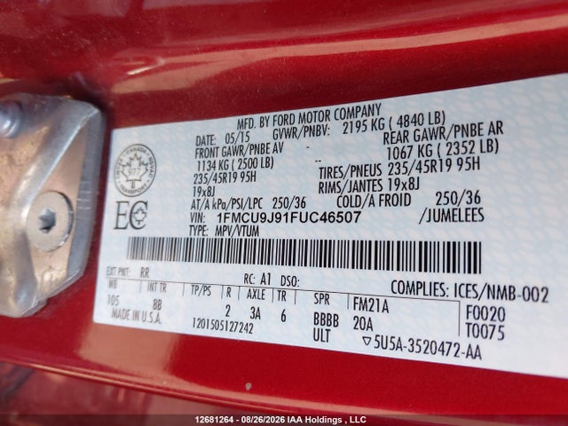 Ford Escape Titanium 2015 1FMCU9J91FUC46507 Image 18