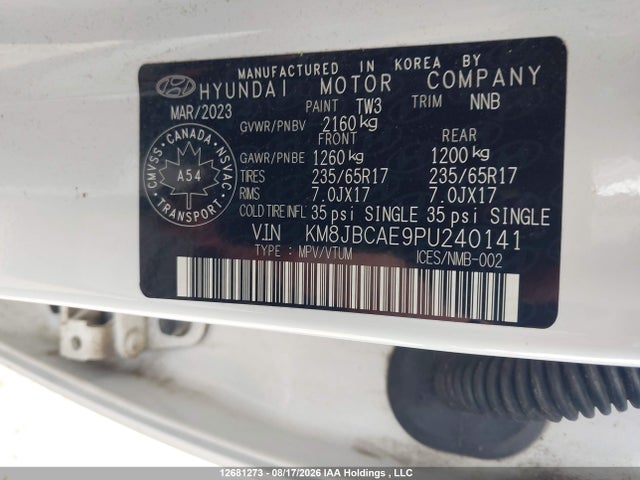 Hyundai TUCSON SEL 2023 KM8JBCAE9PU240141 Image 9