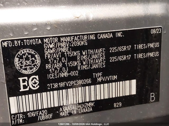 2T3R1RFV2PC380266 Toyota Rav4 Xle/xle Premium
