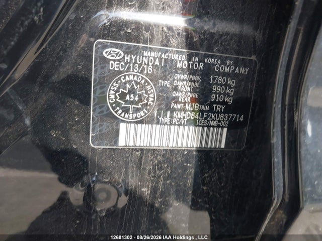 KMHD84LF2KU837714 Hyundai Elantra Preferred