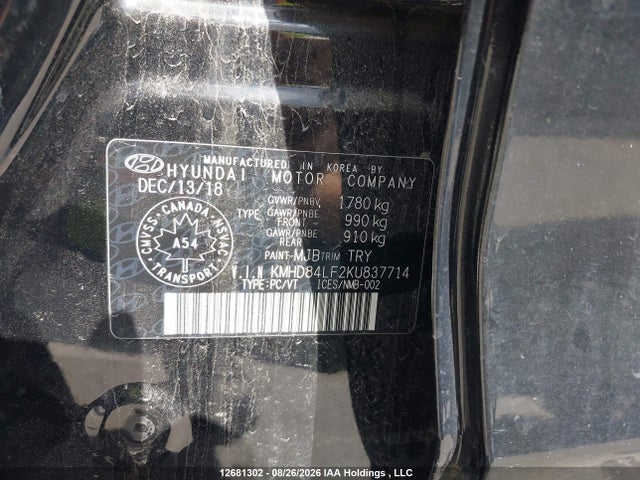 KMHD84LF2KU837714 Hyundai Elantra Preferred