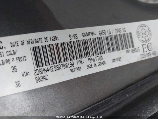 Auction sale of the 2009 Dodge Grand Caravan Se, vin: 2D8HN44E99R700198, lot number: 12681332