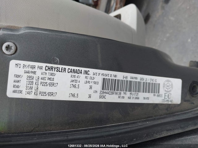 Auction sale of the 2009 Dodge Grand Caravan Se, vin: 2D8HN44E99R700198, lot number: 12681332