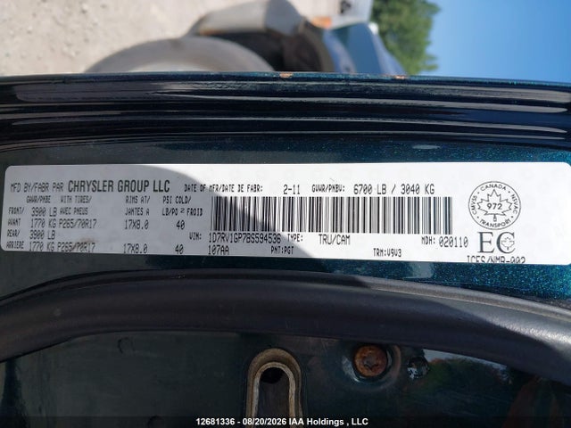12681336 :رقم المزاد ، 1D7RV1GP7BS594536 vin ، 2011 Dodge Ram 1500 مزاد بيع