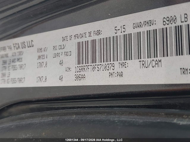 Aukcja sprzedaży 2015 Ram 1500, vin: 1C6RR7FT0FS710379, numer aukcji: 12681344