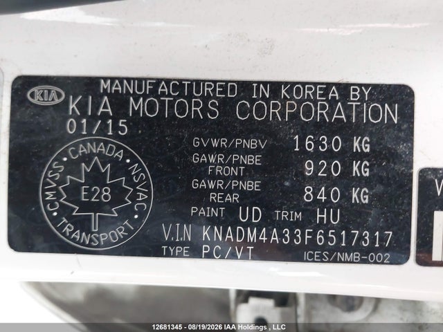 KIA RIO LX 2015 KNADM4A33F6517317 Image 9