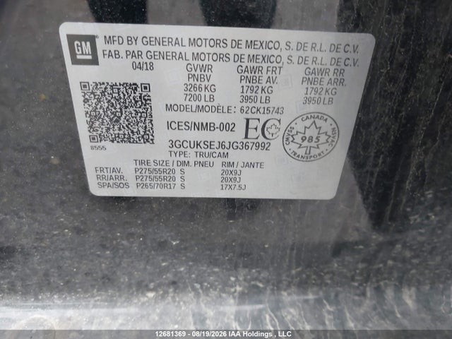 3GCUKSEJ6JG367992 Chevrolet Silverado 1500 2lz