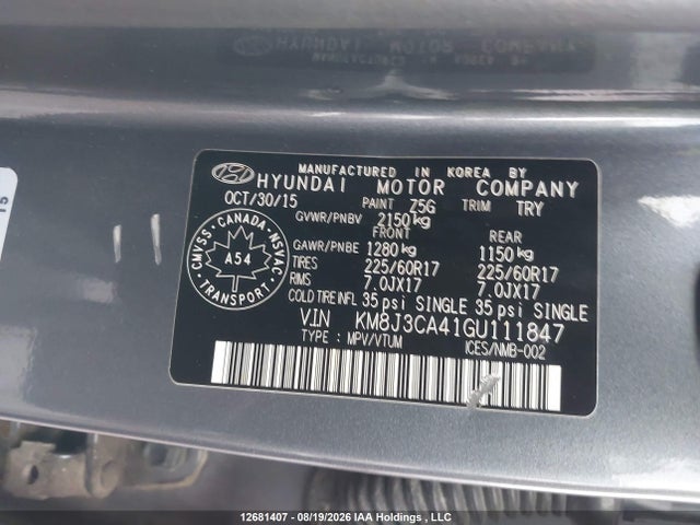 Hyundai Tucson Premium 2016 KM8J3CA41GU111847 Image 9