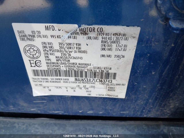 MAJ6S3JL7LC363743 Ford Ecosport Ses