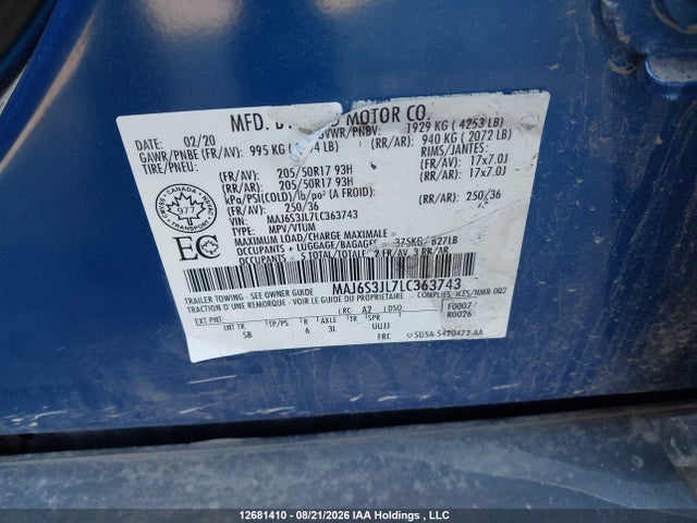 MAJ6S3JL7LC363743 Ford Ecosport Ses