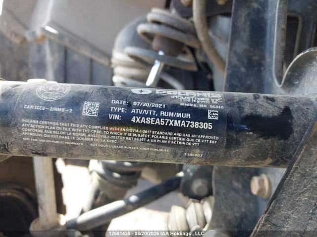Продажа на аукционе авто 2021 Polaris Sportsman 570, vin: 4XASEA57XMA738305, номер лота: 12681428
