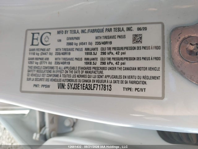 Tesla Model 3 Standard Range Plus 2020 5YJ3E1EA3LF717813 Image 18