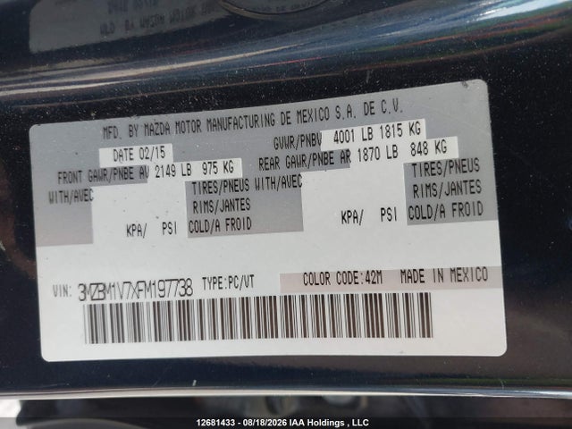 Mazda 3 TOURING 2015 3MZBM1V7XFM197738 Image 9