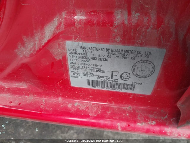 3N1CK3CP0KL237534 Nissan Micra S/sr/sv