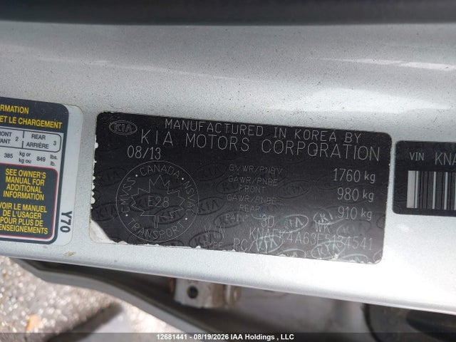 Продаж на аукціоні авто 2014 Kia Forte Lx, vin: KNAFK4A63E5134541, номер лоту: 12681441