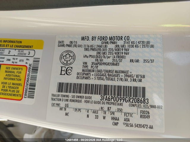 Ford Fusion Titanium 2016 3FA6P0D99GR208683 Image 18