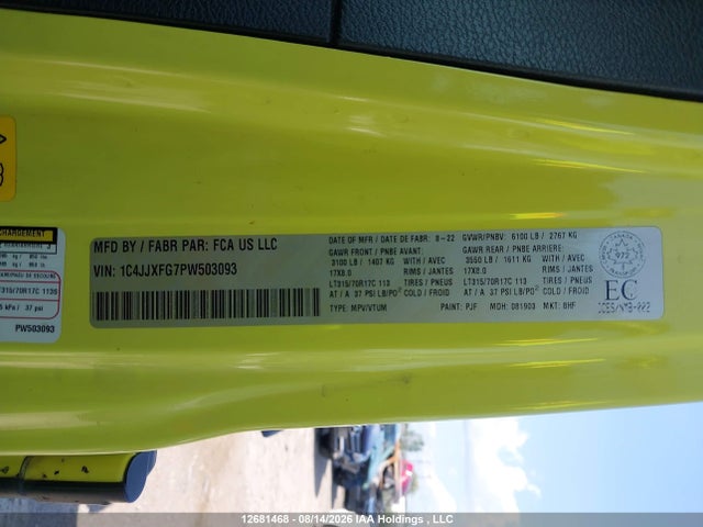 Продажа на аукционе авто 2023 Jeep Wrangler 4-door Rubicon, vin: 1C4JJXFG7PW503093, номер лота: 12681468