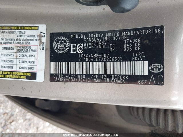 Продажа на аукционе авто 2010 Toyota Corolla S/le/xle, vin: 2T1BU4EE7AC236693, номер лота: 12681488