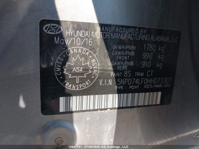 Продажа на аукционе авто 2017 Hyundai Elantra Le, vin: 5NPD74LF0HH073307, номер лота: 12647791