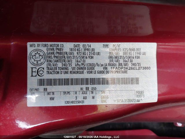 Продаж на аукціоні авто 2014 Ford Focus Se, vin: 1FADP3K28EL273860, номер лоту: 12681527