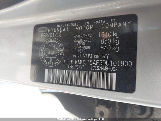Продаж на аукціоні авто 2013 Hyundai Accent Gl, vin: KMHCT5AE5DU101900, номер лоту: 12681540