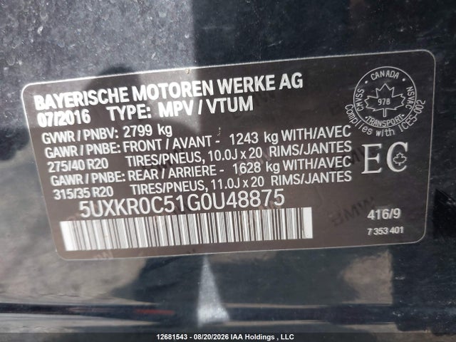 5UXKR0C51G0U48875 BMW X5 Xdrive35i