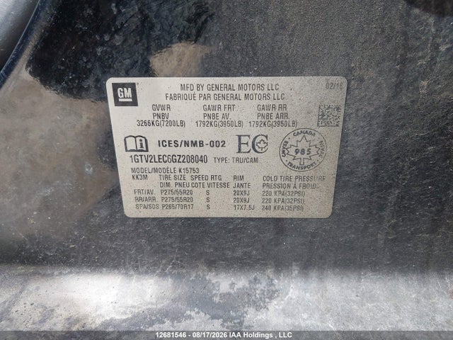 GMC SIERRA 1500 2016 1GTV2LEC6GZ208040 Image 18