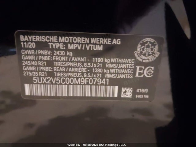 Aukcja sprzedaży 2021 Bmw X4 M40i, vin: 5UX2V5C00M9F07941, numer aukcji: 12681547