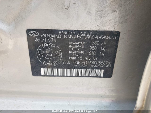 Hyundai ELANTRA GL 2015 5NPDH4AE6FH550701 Image 9