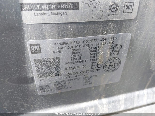 Chevrolet Traverse Lt 2026 1GNEVGKS8TJ132539 Image 9