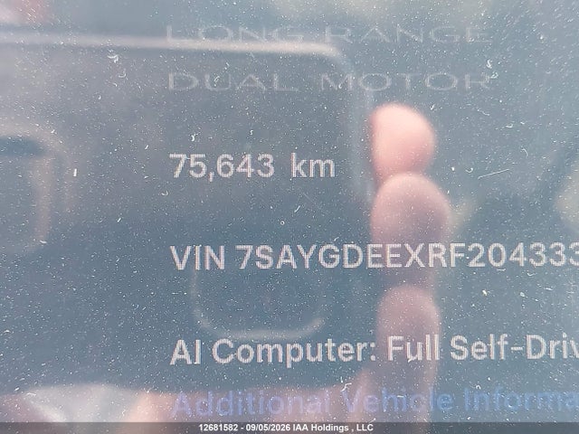 12681582 :رقم المزاد ، 7SAYGDEEXRF204333 vin ، 2024 Tesla Model Y Long Range مزاد بيع